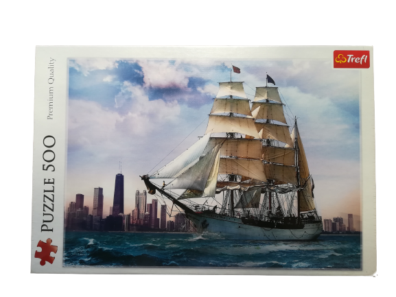 Puzzle-500el-Żaglowiec-na-tle-Chicago
