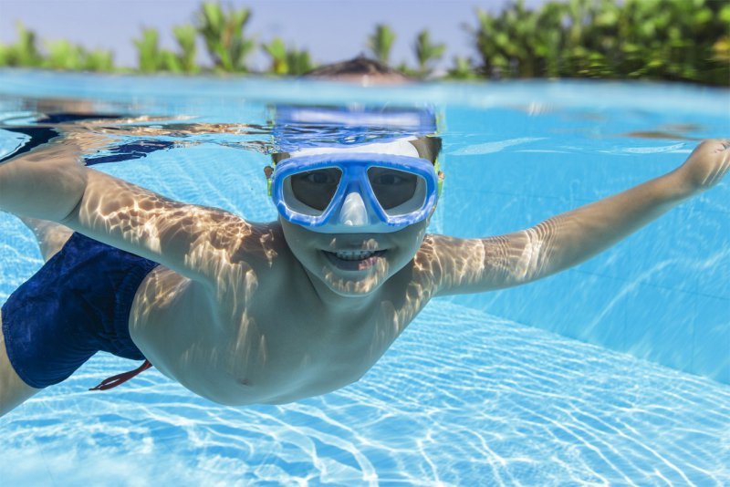 Okulary maska do pływania nurkowania niebieskie