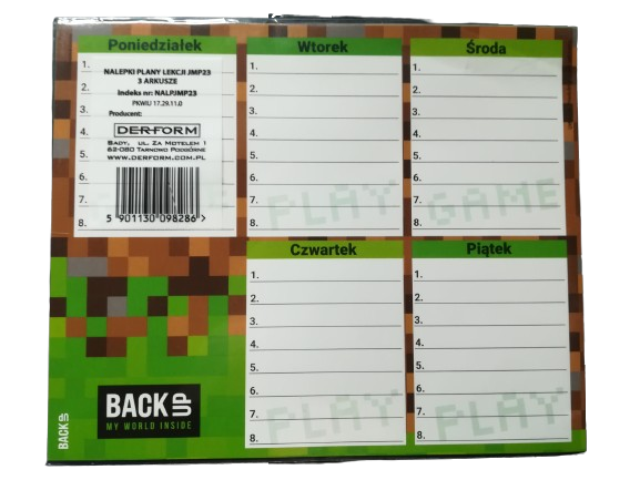 PLAN LEKCJI SAMOPRZYLEPNY MINECRAFT 3SZT