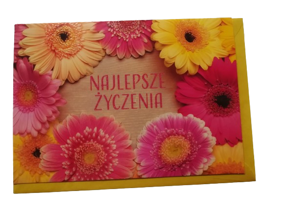 KARNET kartka serdeczne życzenia kwiaty żółte