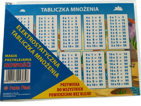 NAKLEJKA ELEKTROSTATYCZNA TABLICZKA MNOŻENIA