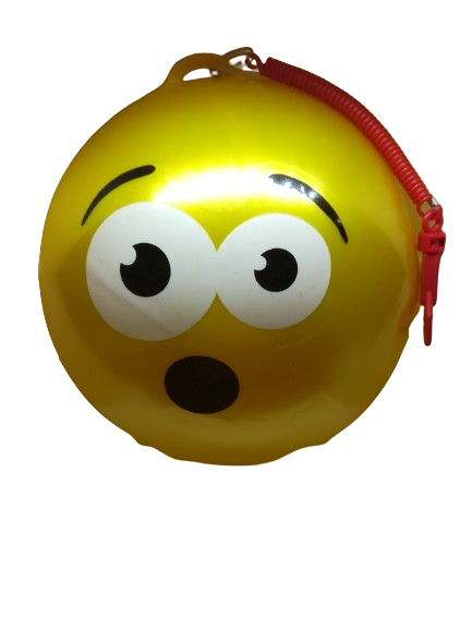 PIŁKA GUMOWA Z SPRĘŻYNĄ emoji żółta