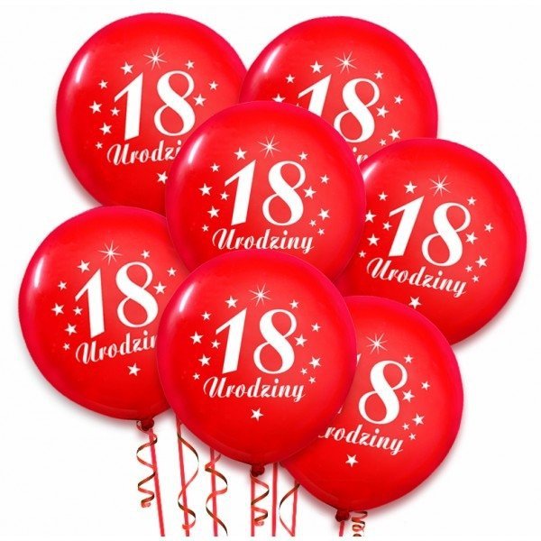 BALONY NA 18 URODZINY  10 SZT balon czerwony