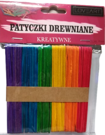 Patyczki drewniane kolorowe kreatywne 50szt 