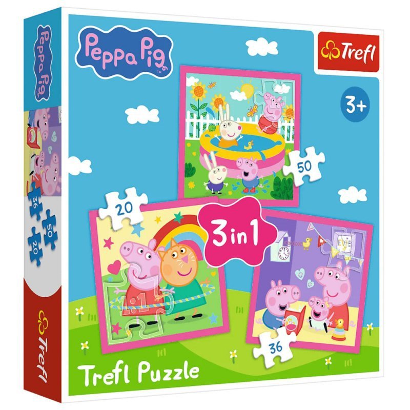Puzzle  3w1 (20, 36, 60)  Peppa i przyjaciele  Świnka Peppa