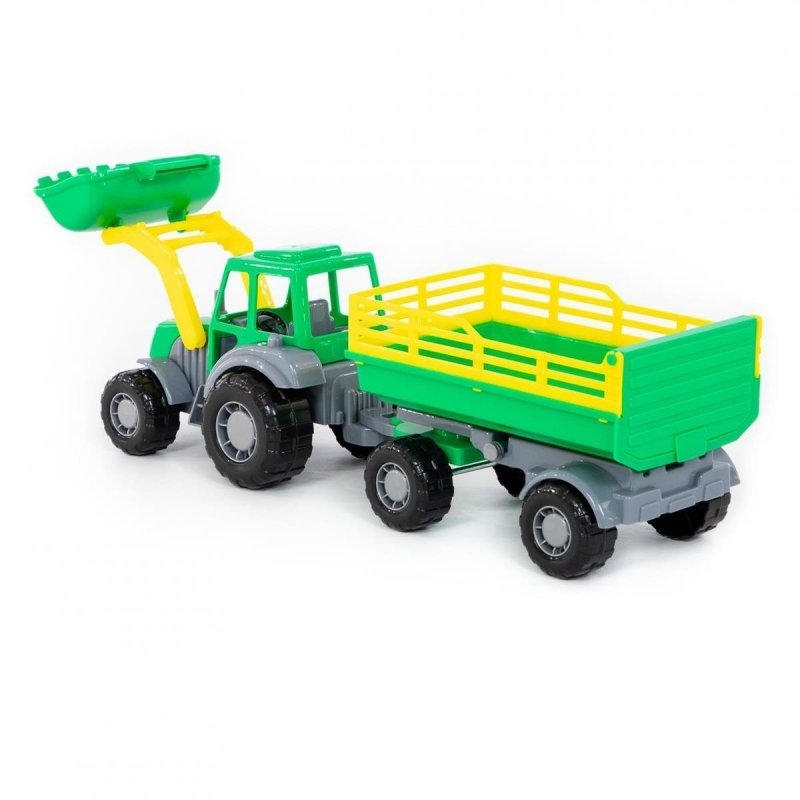 Traktor z przyczepą i łyżką