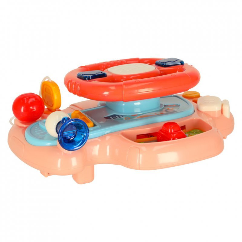 Zabawka interaktywna kierownica dla dzieci dziecka malucha do wózka symulator muzyka dźwięki różowa