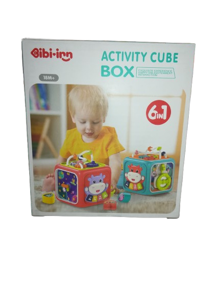 Kostka edukacyjna interaktywna pianinko 6w1 Bibi-inn różowa sorter przeplatanka