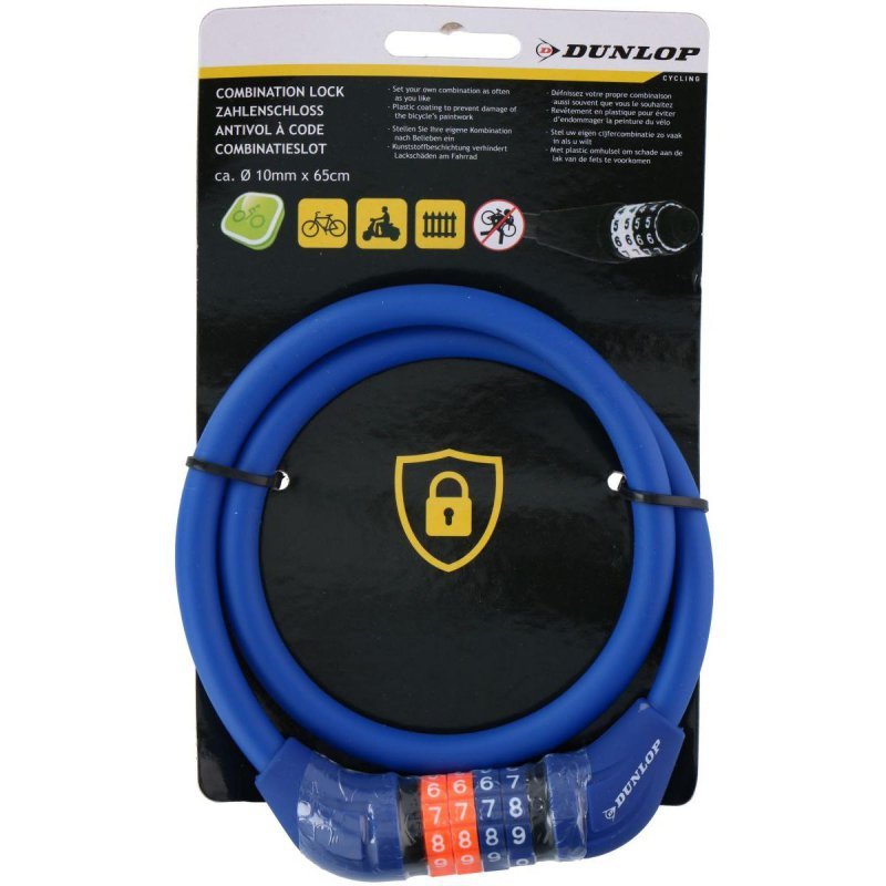 ZAPIĘCIE ROWEROWE DUNLOP LINKA SZYFR 1.0x65CM - NIEBIESKI