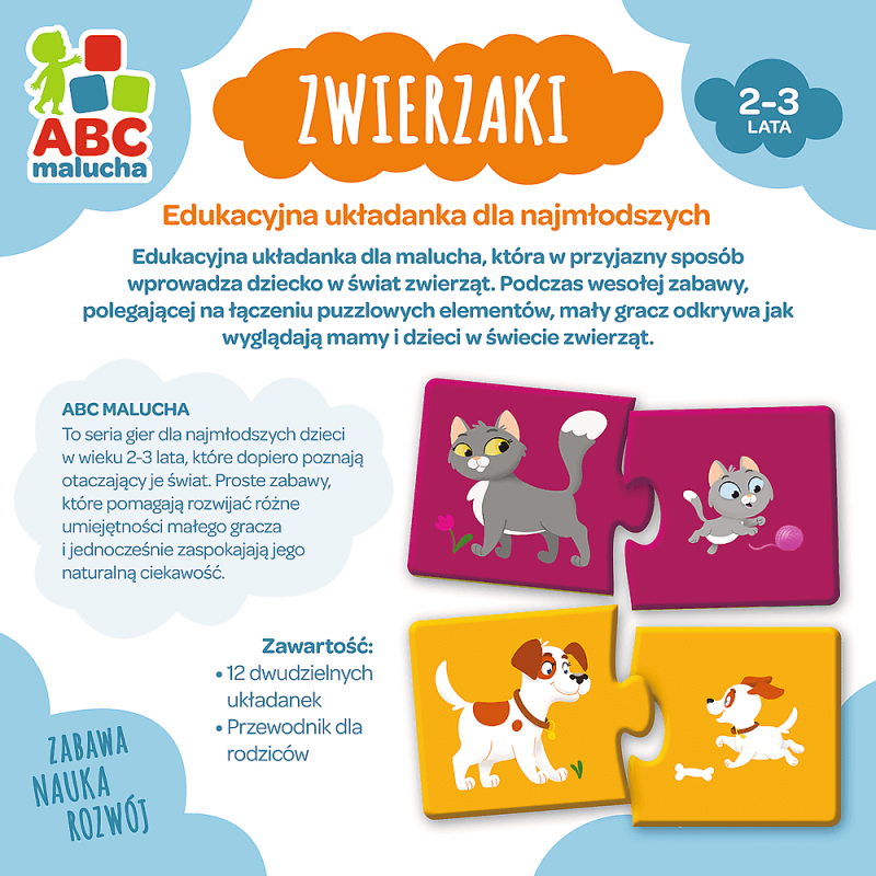 Gra Edukacyjna Zwierzaki z Serii ABC Malucha puzzle