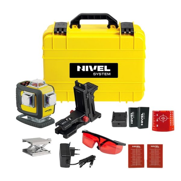 Nivel System CL4D-R Czerwony multi-laser krzyżowy (4 x 360°), Bluetooth + SJJM1EX + RD800 + Łata ls24