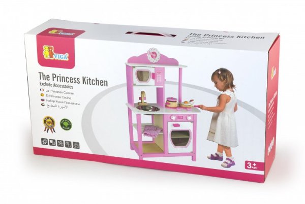Duża Drewniana Kuchnia Princess Pink zlewozmywak Viga Toys
