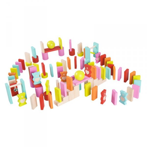 Drewniane Kolorowe Domino 105 elementów - Misie Classic World