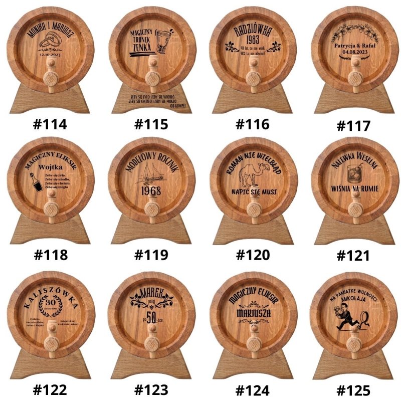 Beczka drewniana dębowa 30l - grawer