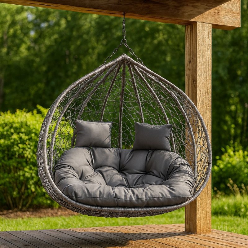 Fotel podwieszany BAHAMA szara z pokrowcem - dwuosobowy