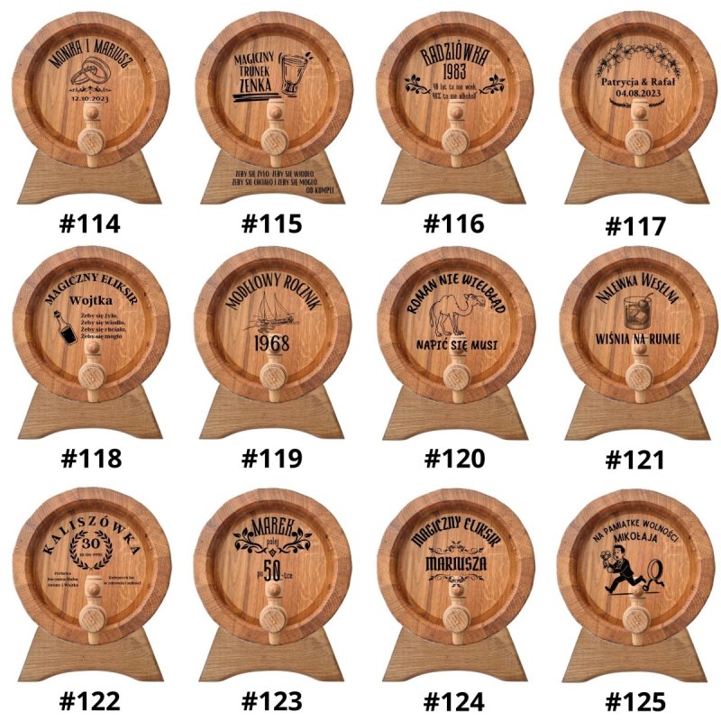 Beczka drewniana dębowa 5l - grawer