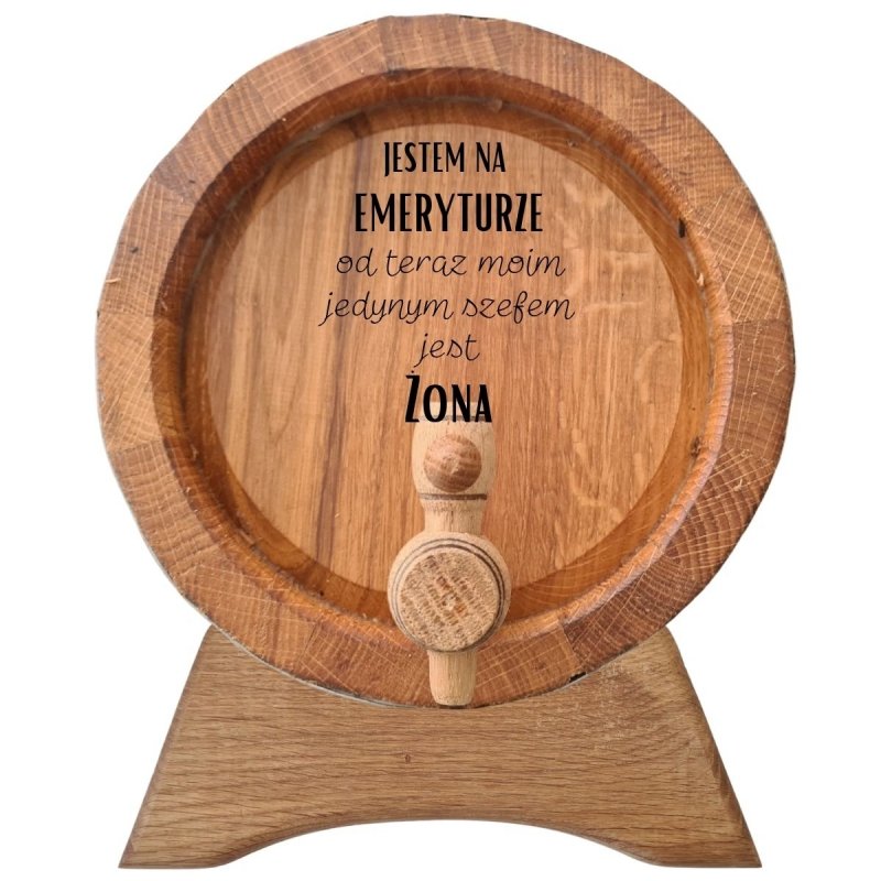 Beczka drewniana dębowa z grawerem - #113 - Jestem na emeryturze
