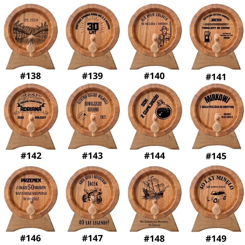 Beczka drewniana dębowa 10l - grawer