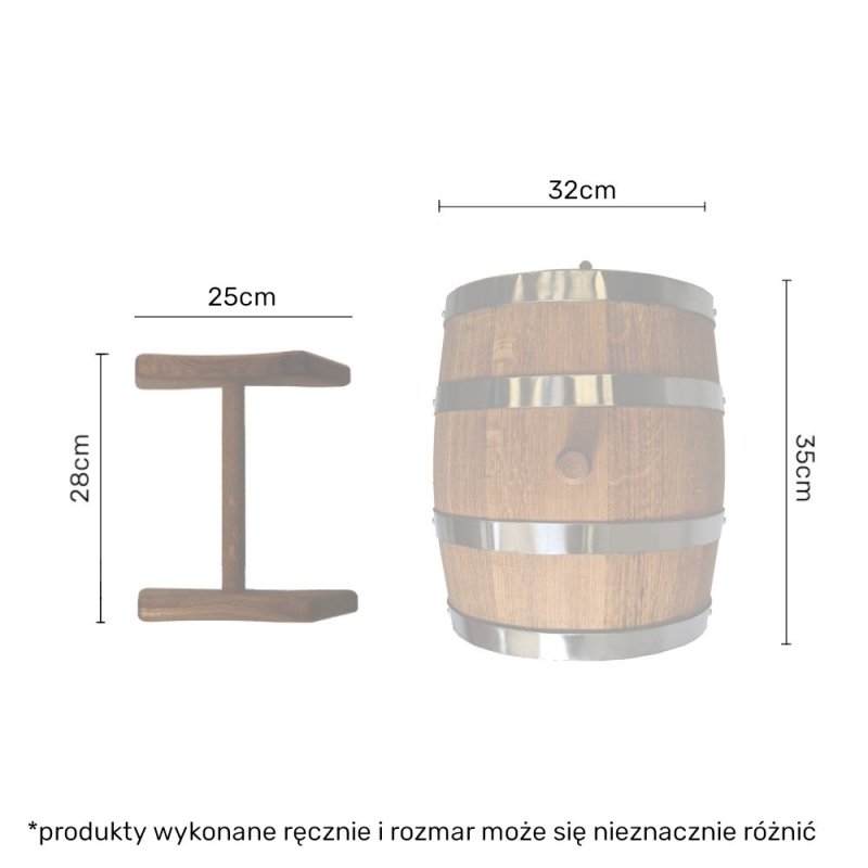 Beczka drewniana dębowa 15l wymiary