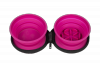 Kiwi Walker TRAVEL DOUBLE BOWL SLOWFEEDER zestaw spowalniających misek turystycznych różowych