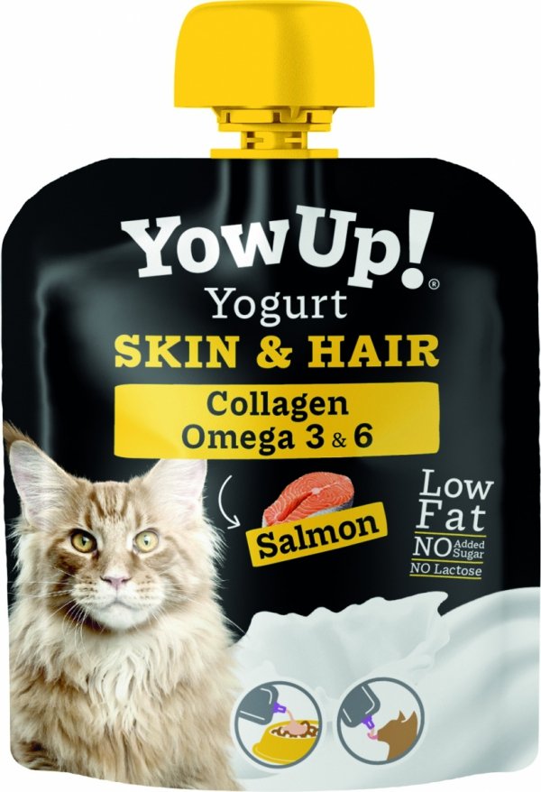 YOW UP! Skóra &amp; Sierść Jogurt dla kota z łososiem 85g