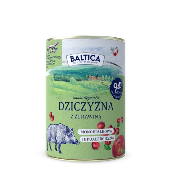 BALTICA Karma mokra dziczyzna z żurawiną 400g
