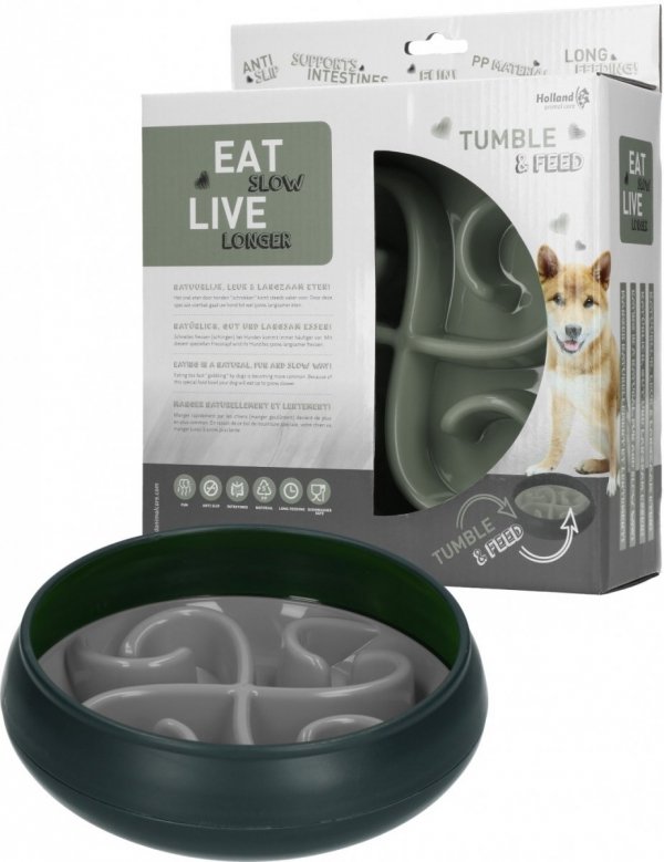 Z ekspozycji! Eat Slow Live Longer TUMBLE FEEDER miska spowalniająca szara dla psa i kota