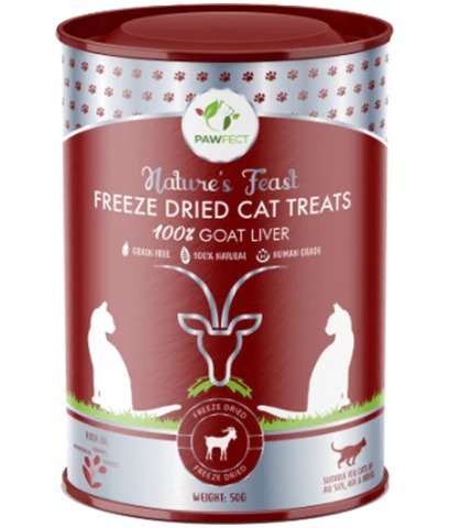 PAWFECT Nature's Feast CAT 100% Goat Liver Liofilizowane przysmaki dla kota WĄTRÓBKA z KOZY 50g