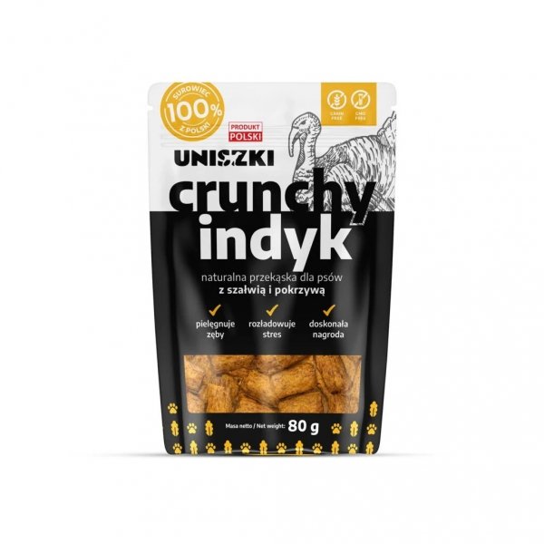 UNISZKI Crunchy Indyk - Szałwia Pokrzywa 80g