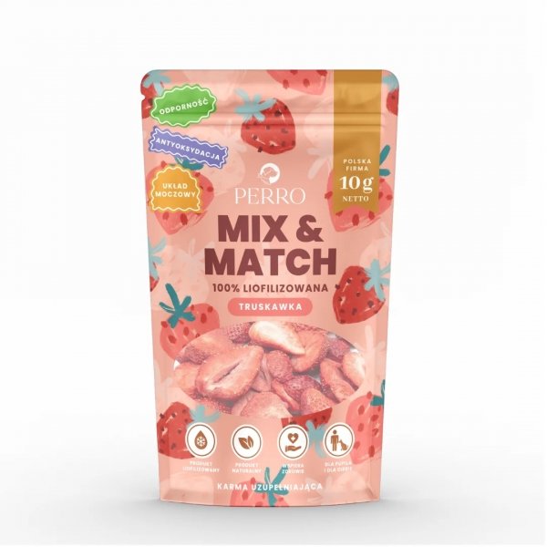 PERRO MIX &amp; MATCH Truskawka Przysmaki liofilizowane 10g