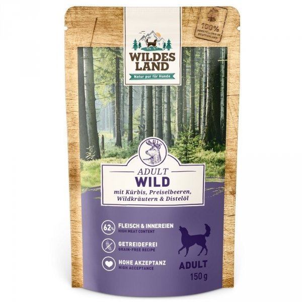 WILDES LAND DOG Karma mokra dla psa Classic Wild - dziczyzna z dynią, żurawiną i ziołami (150g)