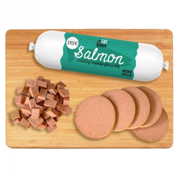 Paka Zwierzaka Kiełbaska PEPE Salmon Łosoś 200g