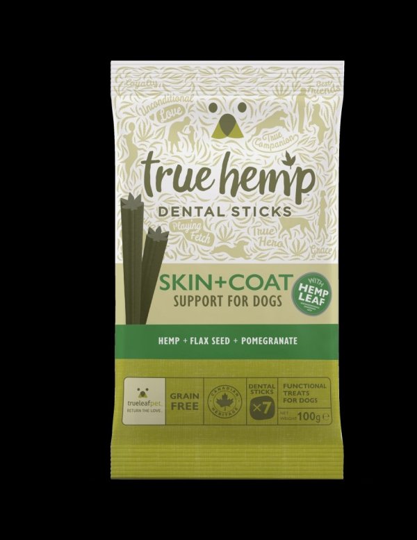 TRUE HEMP Dental stick z konopiami 100G - skóra + sierść