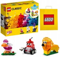 Zestaw Prezent LEGO Classic 11013 Kreatywne Przezroczyste Klocki 4+ Torba