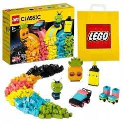 Zestaw Prezent LEGO Classic 11027 Kreatywna Zabawa Neonowymi Kolorami Torba