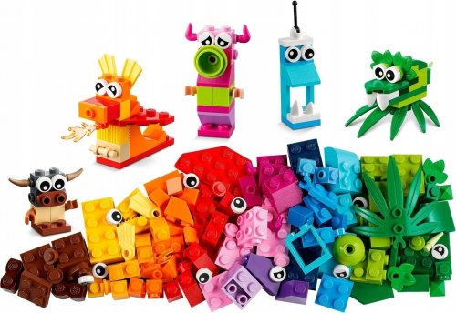Zestaw Prezent LEGO Classic 11017 Kreatywne Potwory 140 Klocki 4+ Torba