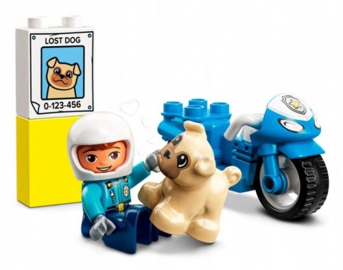 Zestaw Prezent LEGO Duplo POLICJA Motocykl Policyjny Pies Klocki 2+ Torba