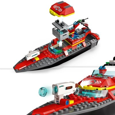 Zestaw Prezent LEGO City 60373 Straż Pożarna Łódź Strażacka Klocki 5+ Torba
