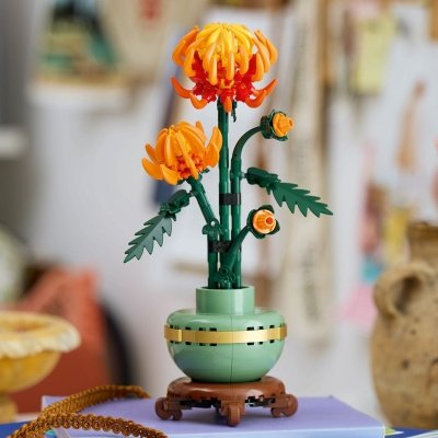 Zestaw Prezent Klocki LEGO ICONS 10368 KWIATY Chryzantema Botanical + Torba