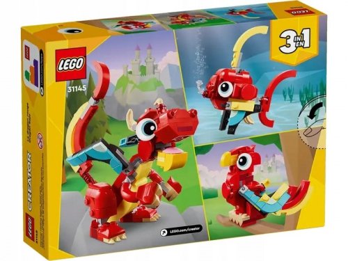 Zestaw Prezent Klocki LEGO Creator 31145 Czerwony Smok 3w1 Papuga 6+ Torba