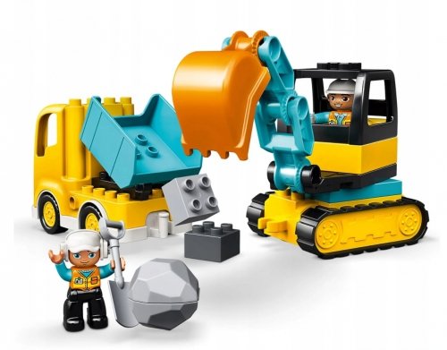 Zestaw Prezent LEGO Duplo Plac Budowy Wywrotka i Koparka Klocki 2+ Torba