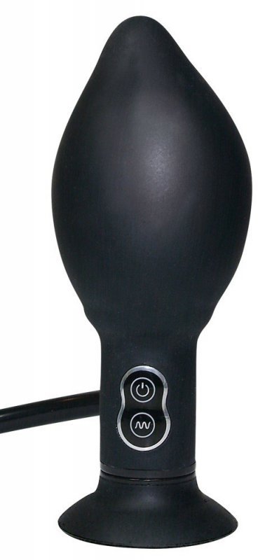 Korek analny silikonowy z wibracjami pompowany True Black 17 cm