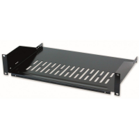 Półka 2U 400mm rack 19, 2 pkt mocowania, perforowana czarna 