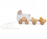 Viga 44285 PolarB Drewniana zabawka do ciągnięcia – kura z kurczaczkami 