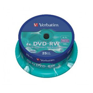 DVD-RW VERBATIM 4.7 GB 4x Cake 25  szt.