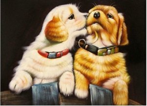 Diamentowa mozaika Haft Diamentowy zakochane pieski#CZ