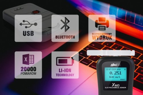 Alkomat Alkohit X60 z drukarką bezprzewodową