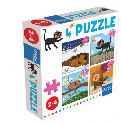 Puzzle z kotem 4 ,6,9,12 elementów GRANNA