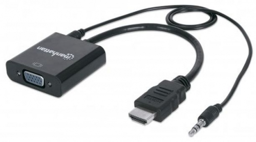 Konwerter MANHATTAN HDMI (M) + Jack 3.5 mm - VGA (F) VGA - HDMI + 3.5 mm audio 151450