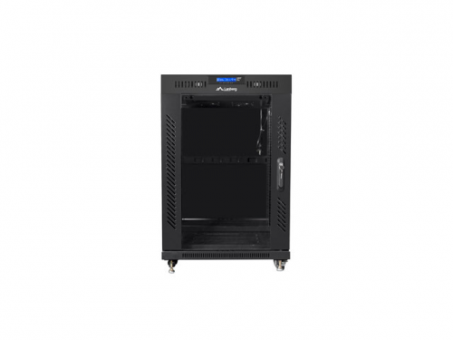 SZAFA INSTALACYJNA RACK STOJĄCA 19&quot; 15U 600X800 CZARNA DRZWI SZKLANE LCD LANBERG (FLAT PACK)